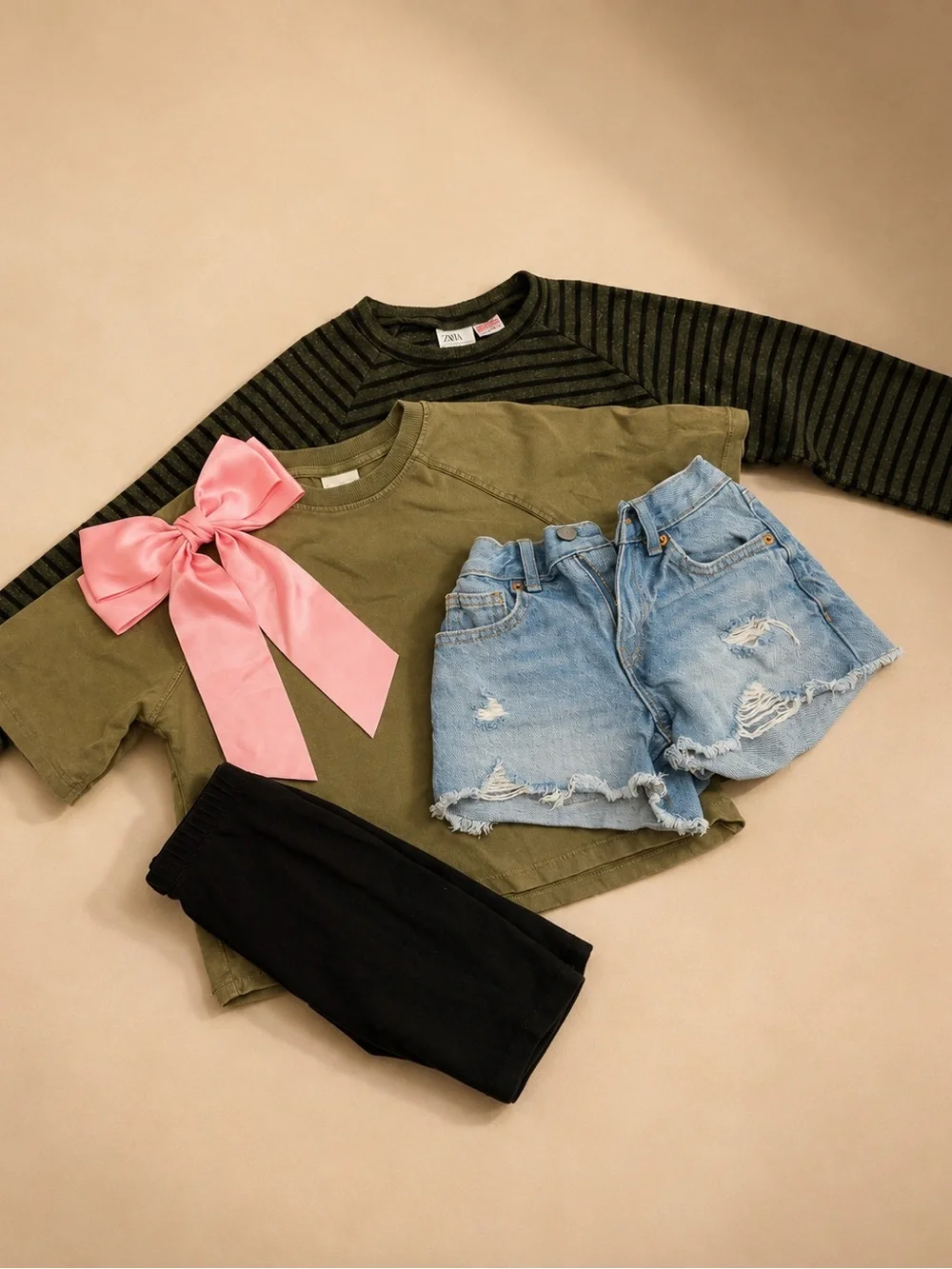 Zara Girls Outfit Bundle Size 6-7Y Olive Pink Denim Capsule Wardrobe
